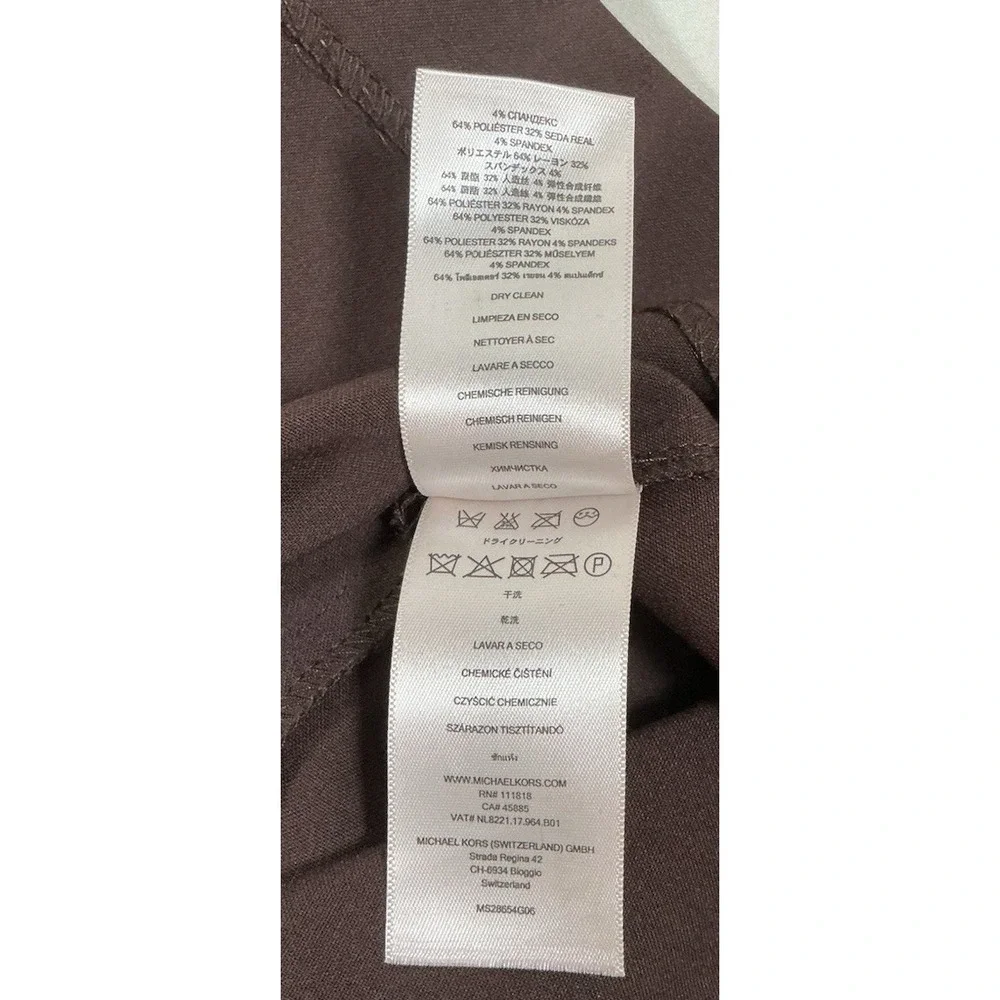 Michael Kors-Brwn-3/4 Adjustable Tab Slv-Shirtdress-Front Zip-Pockets-Belt-S-EUC